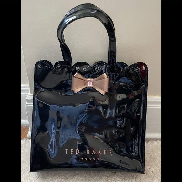 Ted Baker London Handbags - Ted Baker London Black Vinyl Patent Tote Bag